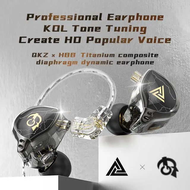Alt view image 5 of 6 - QKZx HBB in-ear headphones withremote control and microphone, suitable for HlFl music, gaming, and general use, a jointcollaboration product.Black microphone Black