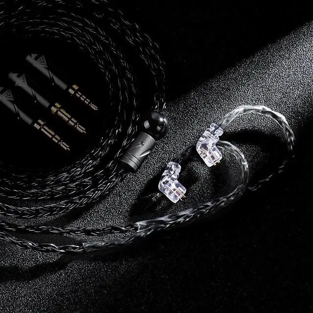 Alt view image 4 of 6 - QKZ Q1 MAX headphones upgrade cable - 16 strands, 352 cores, silver-plated wire, replaceable audio plugHead upgrade wire Q1 MAX Grey + MMCX