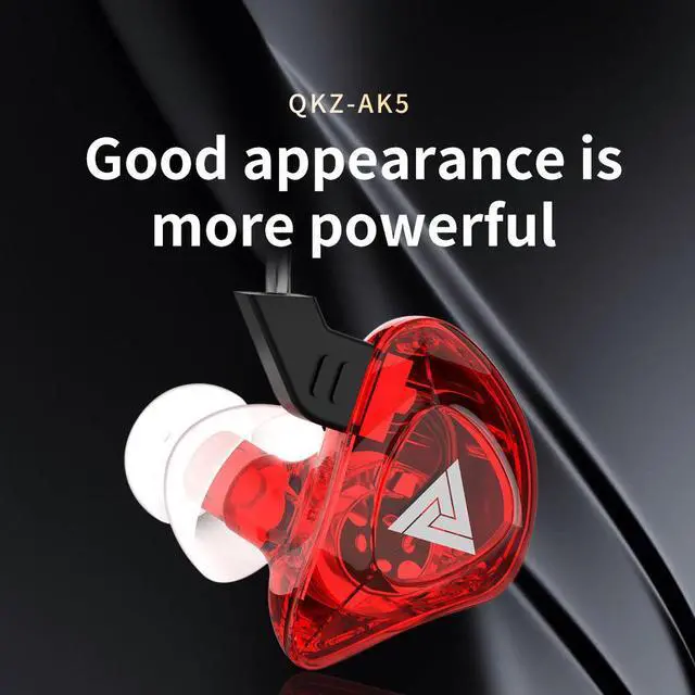 Alt view image 5 of 6 - QKZ CK5 New Model Sports Earphone Set- Transparent Bass Heavy Music Headphones for Mobile
Phones RED