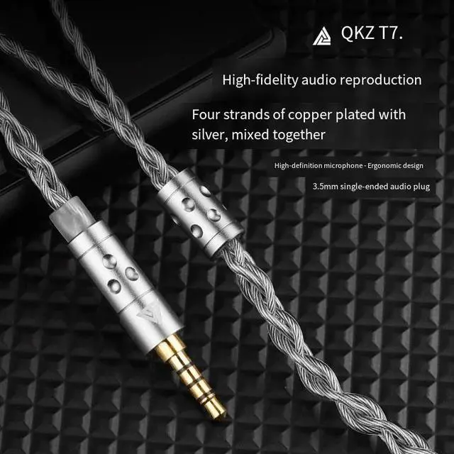Alt view image 4 of 5 - QKZT7 Silver Plated Upgrade Cable -3.5mm Plug 2PIN HeadphoneUpgrade Cable -336-core Silver Plated Headphone Upgrade Cable