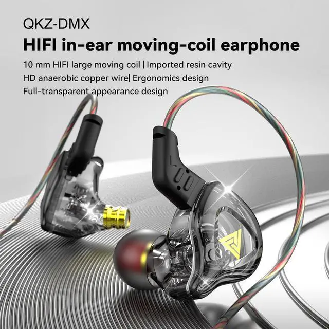 Alt view image 2 of 5 - QKZ AK6-DMXIn-ear headphones, monitoring headphones, HlFlmoving-coil wired remote control bass music mobile headphones  white