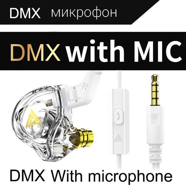 Main image of QKZ AK6-DMXIn-ear headphones, monitoring headphones, HlFlmoving-coil wired remote control bass music mobile headphones  white