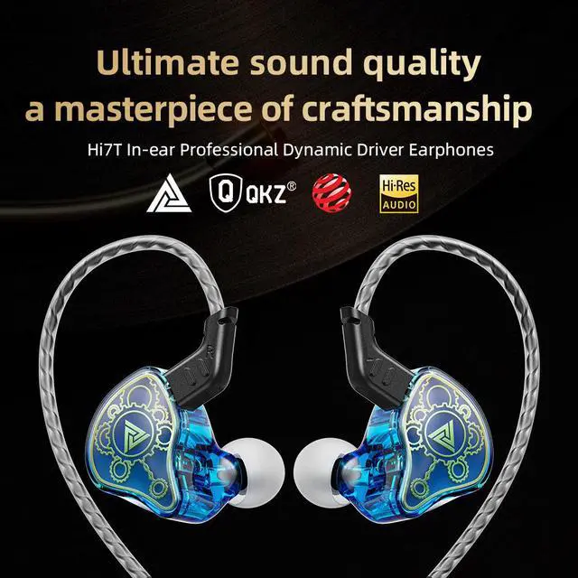 Alt view image 3 of 3 - QKZ Hi7T Mobile Headphones -Fitness Running Hi-Fi Wired BassHeadBest-selling Dynamic Crossover Headphones green