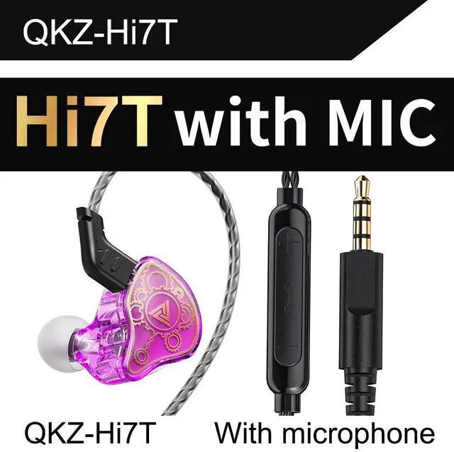 Main image of QKZ Hi7T Mobile Headphones -Fitness Running Hi-Fi Wired BassHeadBest-selling Dynamic Crossover Headphones purple