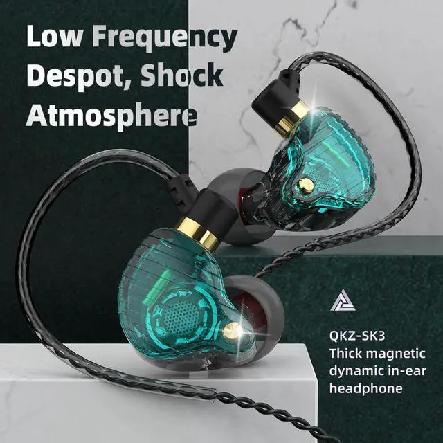 Alt view image 3 of 4 - QKZ SK3 Dynamic Headphone HiFi Audio Headphones with Microphone, Line ControlCompatible with Mobile Phones, Computers and Gaming, in-Ear Style Sports MusicHeadphones    black