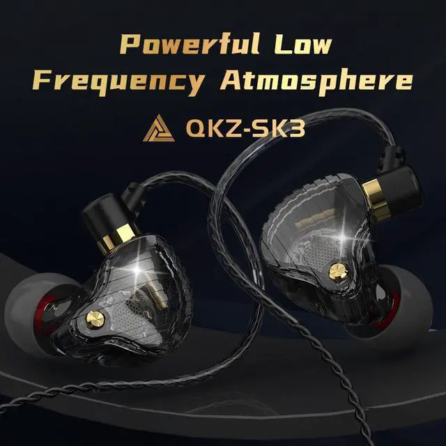 Alt view image 2 of 4 - QKZ SK3 Dynamic Headphone HiFi Audio Headphones with Microphone, Line ControlCompatible with Mobile Phones, Computers and Gaming, in-Ear Style Sports MusicHeadphones    black
