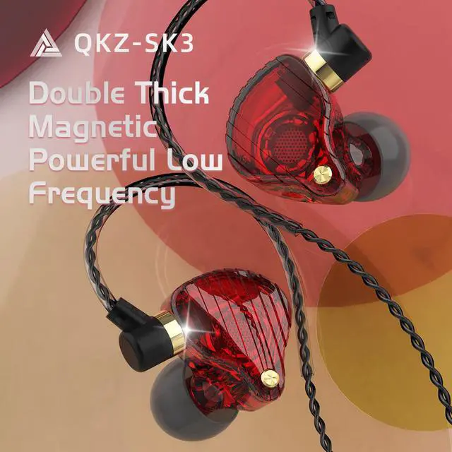 Alt view image 4 of 4 - QKZ SK3 Dynamic Headphone HiFi Audio Headphones with Microphone, Line ControlCompatible with Mobile Phones, Computers and Gaming, in-Ear Style Sports MusicHeadphones    black