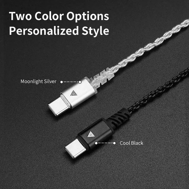 Alt view image 2 of 4 - QKZTC 100 Four-strand Silver-Gold Enriched Upgrade Cable -Type-C2PIN -With Microphone -High-End Headphone Upgrade Cable Silver