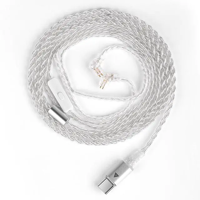Main image of QKZTC 100 Four-strand Silver-Gold Enriched Upgrade Cable -Type-C2PIN -With Microphone -High-End Headphone Upgrade Cable Silver