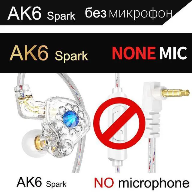 Main image of QKZ AK6 Spark Professional Headphones for Live Streaming Hosts, 2.5-meter longcable, suitable for mobile live streaming as well as general audio quality listening.