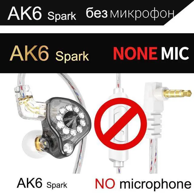Main image of QKZ AK6 Spark Professional Headphones for Live Streaming Hosts, 2.5-meter longcable, suitable for mobile live streaming as well as general audio quality listening.