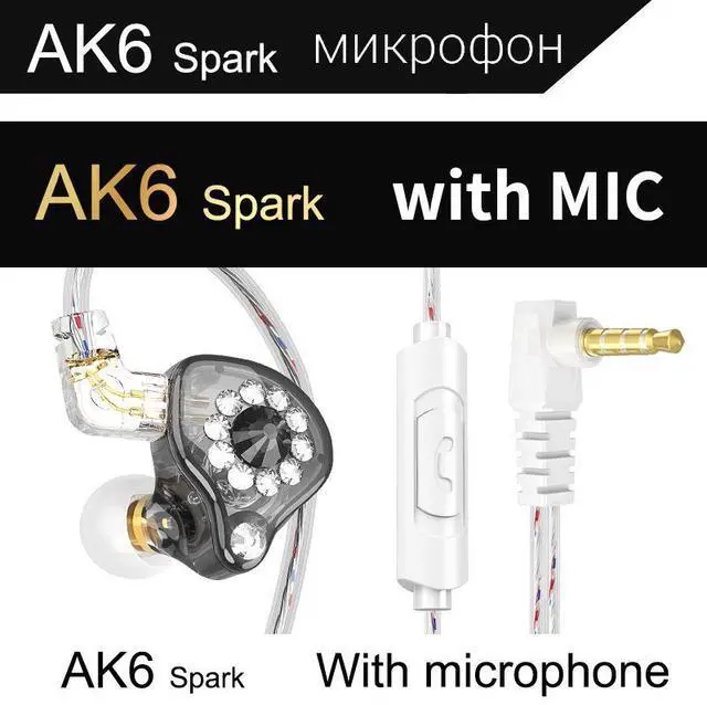 Main image of QKZ AK6 Spark Professional Headphones for Live Streaming Hosts, 2.5-meter longcable, suitable for mobile live streaming as well as general audio quality listening.