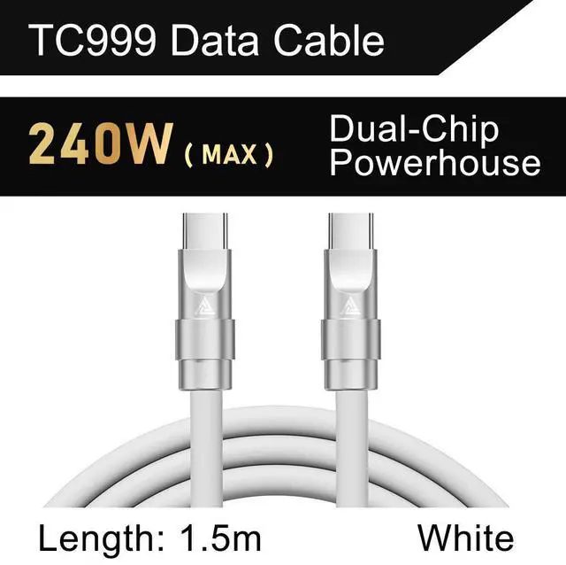 Main image of QKZTC999 typec data cable -240Wsuperfast charging powersupplycable white1.5M