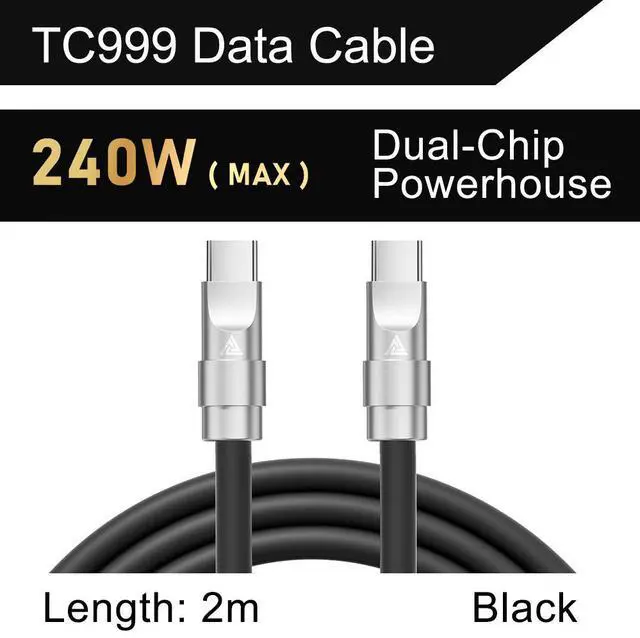 Main image of QKZTC999 typec data cable -240Wsuperfast charging powersupplycable black2M