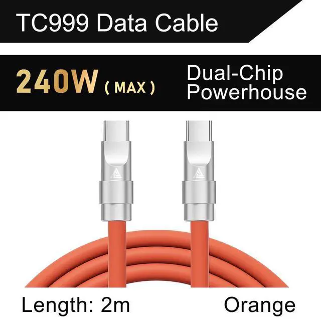 Main image of QKZTC999 typec data cable -240Wsuperfast charging powersupplycable orange2M