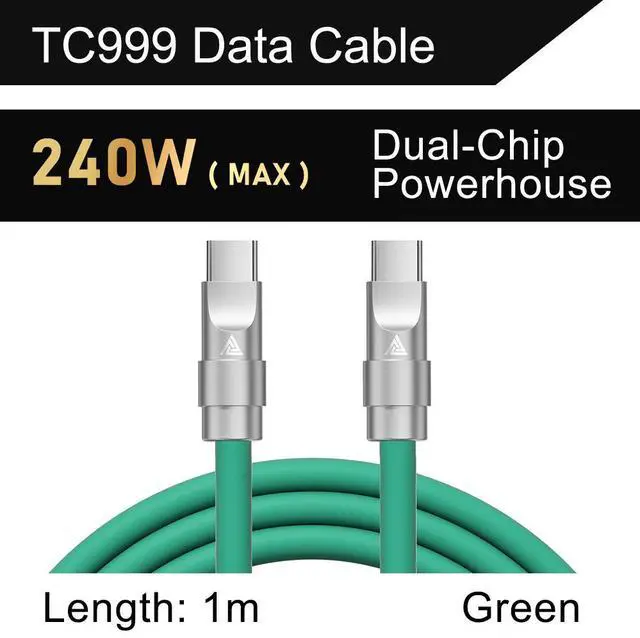 Main image of QKZTC999 typec data cable -240Wsuperfast charging powersupplycable green1M
