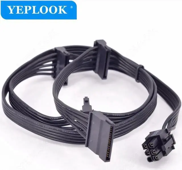 Alt view image 6 of 6 - 6Pin to 4 SATA 3 Angled HDD Cable 18AWG For Seasonic PRIME All Series PSU GX/PX/TX/Snow Silent/Gold/Ultra Gold/Platinum/Ultra Platinum/Ultra Titanium