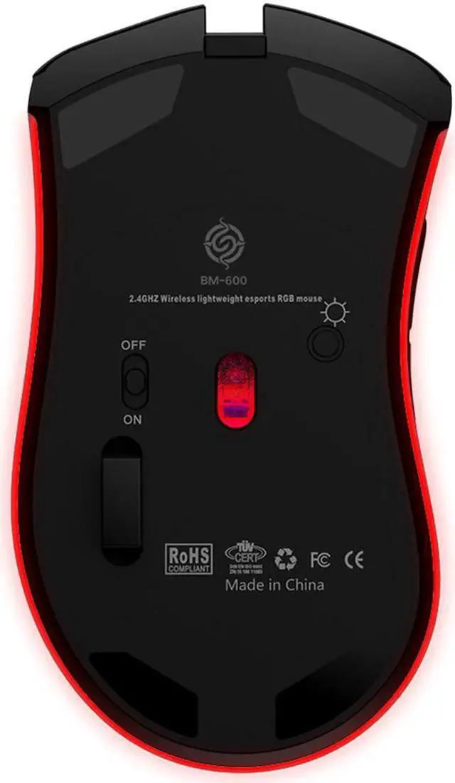 Alt view image 4 of 6 - K-snake BM600 2.4G Wireless Rechargeable Mouse Hollow Honeycomb 1600DPI 7 Buttons Ergonomic RGB Optical Mice for Computer Laptop PC Gamer White