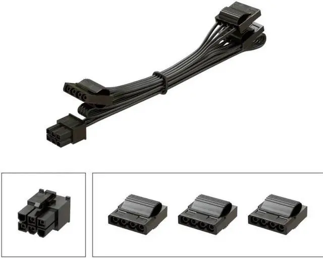 Alt view image 5 of 6 - 6Pin to 3 Molex IDE 4Pin Perif Straight Power Cable for Seasonic GX-650, GX-550, GX-500 GOLD Modular Power PSU