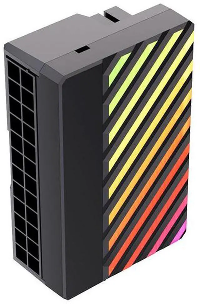 Alt view image 2 of 3 - ATX motherboard power supply 24-pin to 90-degree turningadapter 24-pin right-angle adapter wiring tool connector  24P-6 adapter ARGB   black