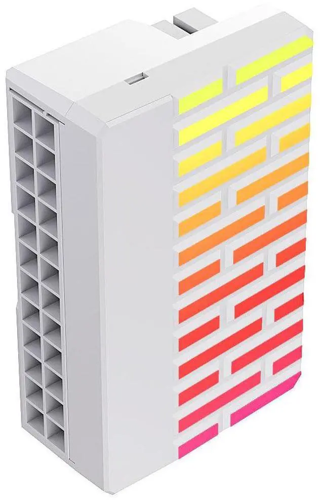 Main image of ATX motherboard power supply 24-pin to 90-degree turning connector 24-pin right-angle adapter for wiringMagic artifact connector white