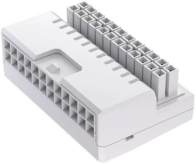 Alt view image 2 of 3 - ATX motherboard power supply 24-pin to 90-degree turning connector 24-pin right-angle adapter for wiringMagic artifact connector white