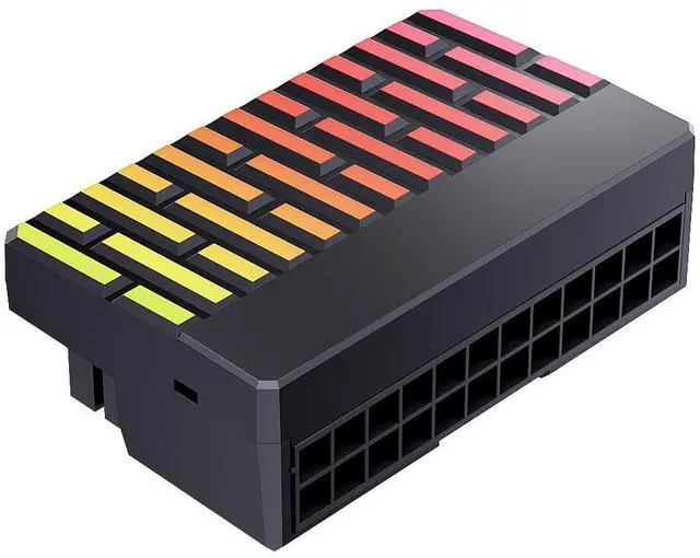 Alt view image 2 of 3 - ATX motherboard power supply 24-pin to 90-degree turning connector 24-pin right-angle adapter for wiringMagic artifact connector black