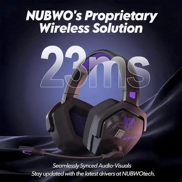 Alt view image 6 of 7 - G06 Dual Wireless Gaming Headset with Microphone for PS5, PS4, PC - 23ms Low Latency Audio - 100-Hour of Playtime - 50mm Drivers (Black-Purple)