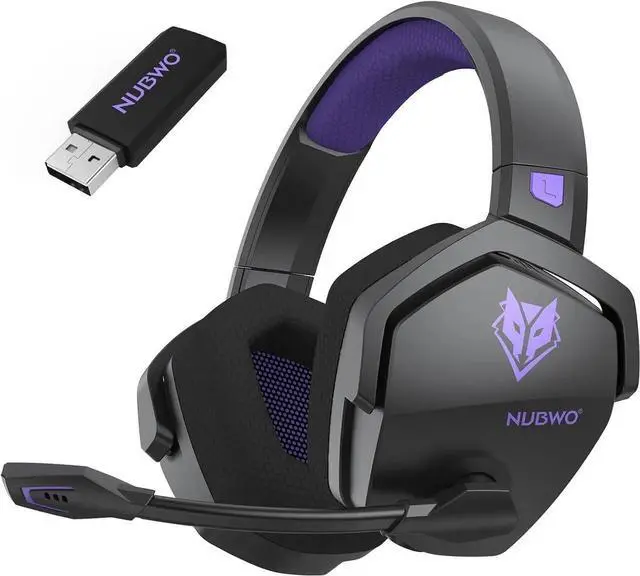 Main image of G06 Dual Wireless Gaming Headset with Microphone for PS5, PS4, PC - 23ms Low Latency Audio - 100-Hour of Playtime - 50mm Drivers (Black-Purple)