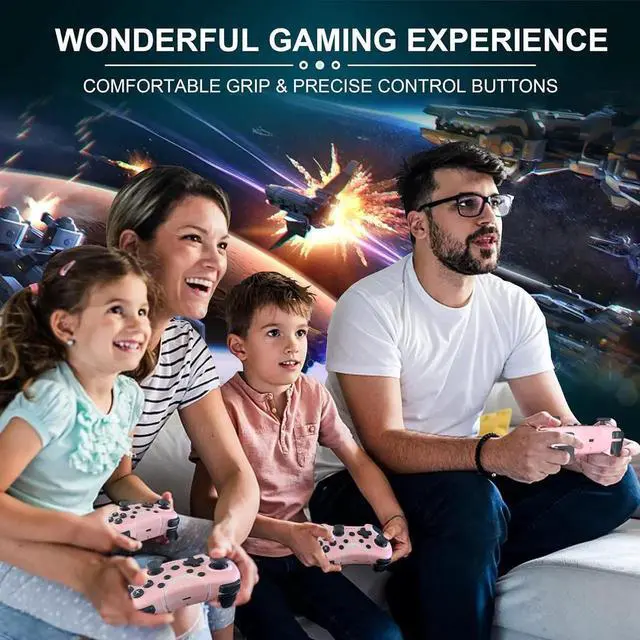 Alt view image 3 of 5 - Wireless Switch Pro Controller,Nintendo Switch Controller with Programmable/Vibration/Turbo Compatibility with Nintendo Switch/Lite/OLED/Windows PC,Switch Remote Gamepad with 2 Thumb Caps - Pink