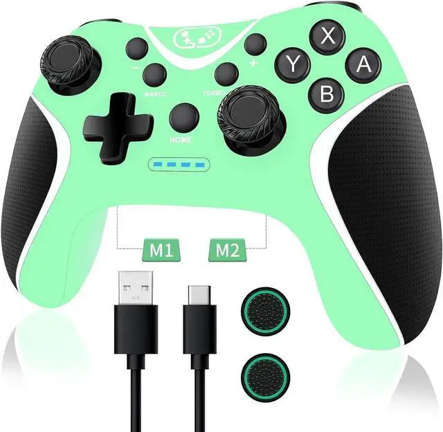 Main image of Wireless Switch Pro Controller,Nintendo Switch Controller with Programmable/Vibration/Turbo Compatibility with Nintendo Switch/Lite/OLED/Windows PC,Switch Remote Gamepad with 2 Thumb Caps -  Green