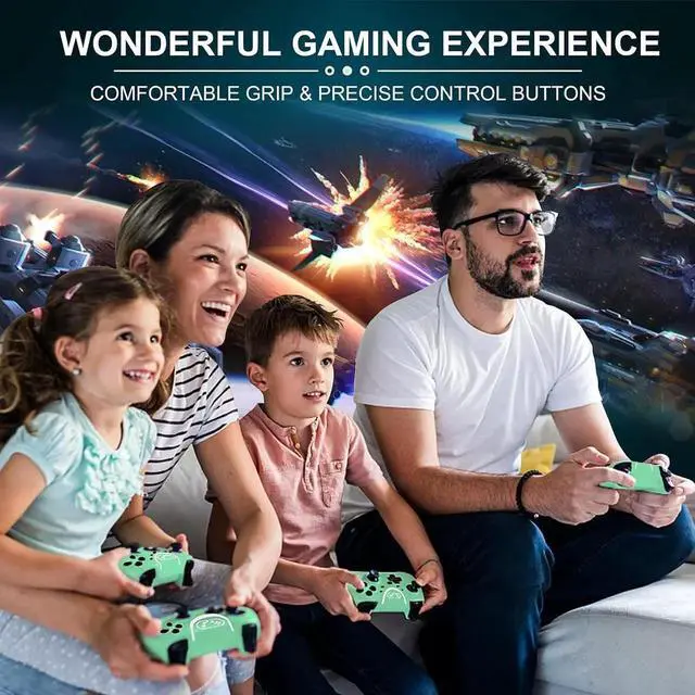 Alt view image 3 of 6 - Wireless Switch Pro Controller,Nintendo Switch Controller with Programmable/Vibration/Turbo Compatibility with Nintendo Switch/Lite/OLED/Windows PC,Switch Remote Gamepad with 2 Thumb Caps -  Green