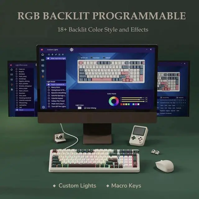 Alt view image 7 of 7 - Wireless Mechanical Keyboard, Triple Mode BT/2.4G/USB-C Custom Keyboard, RGB Backlit Gaming Keyboard, Gasket Structure, Pre-lubed Hot Swappable Linear Switch