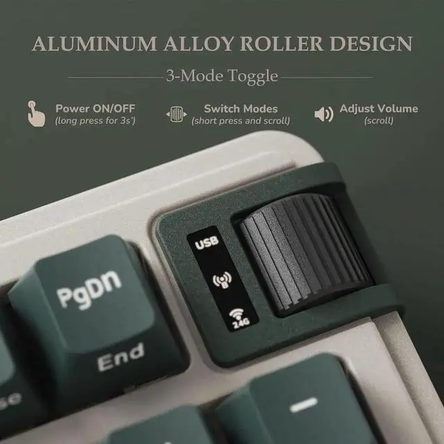 Alt view image 3 of 7 - Wireless Mechanical Keyboard, Triple Mode BT/2.4G/USB-C Custom Keyboard, RGB Backlit Gaming Keyboard, Gasket Structure, Pre-lubed Hot Swappable Linear Switch