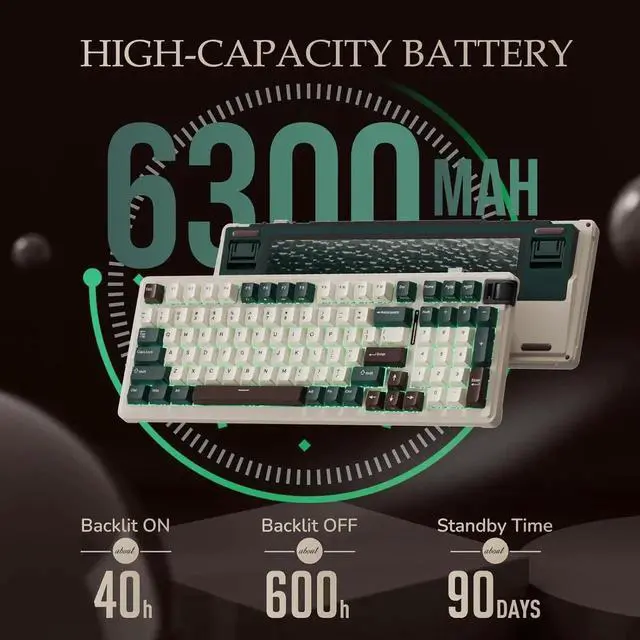 Alt view image 5 of 7 - Wireless Mechanical Keyboard, Triple Mode BT/2.4G/USB-C Custom Keyboard, RGB Backlit Gaming Keyboard, Gasket Structure, Pre-lubed Hot Swappable Linear Switch