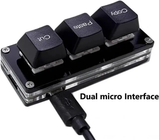 Alt view image 4 of 4 - Mini 3-Key Cut Copy Paste Keyboard Ctrl X C V Shortcut One Handed Keyboard RGB Macro Pad Gaming Mechanical Keyboard OSU Keypad Programmable Keyboard for Working and Gaming
