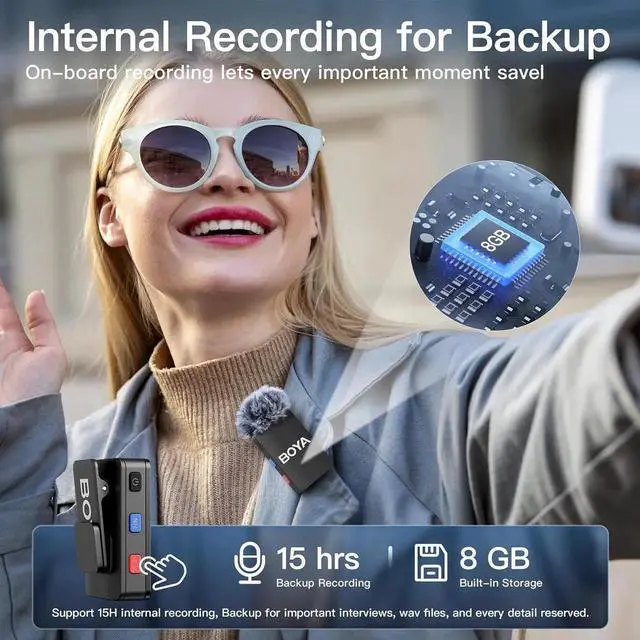 Alt view image 3 of 6 - Wireless Lavalier Microphone for Android iPhone Smartphone Camera, Onboard Recording, Clip on Lapel Mic for Live Streaming Video Conference Recording