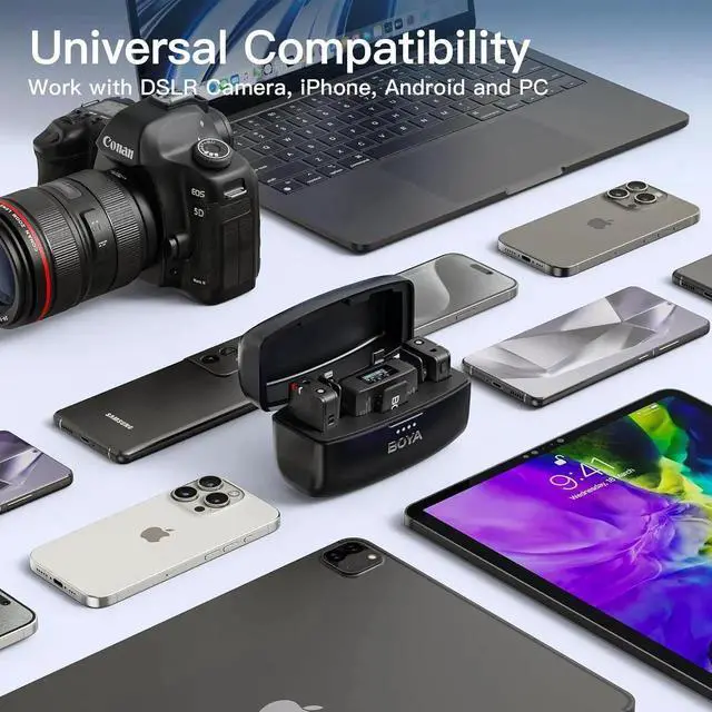 Alt view image 2 of 6 - Wireless Lavalier Microphone for Android iPhone Smartphone Camera, Onboard Recording, Clip on Lapel Mic for Live Streaming Video Conference Recording