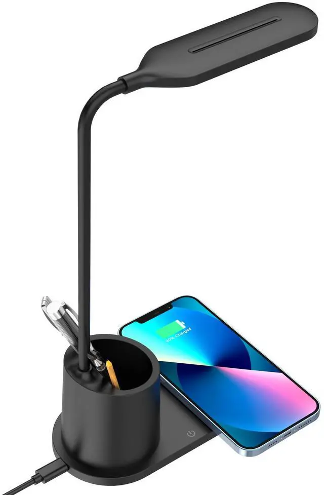Alt view image 3 of 3 - New wireless charging pen holder desklamp- 15W wireless fast-chargingfor mobilephones, LED with adjustable dimming, office and study desk lamp for the tabletop.
