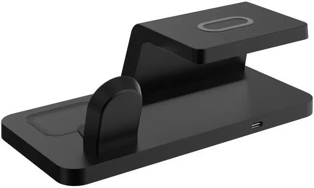 Alt view image 2 of 3 - New model private mobile phone wireless charger with multi-functionfast charging 15W clock alarm watch TWS headphones charging