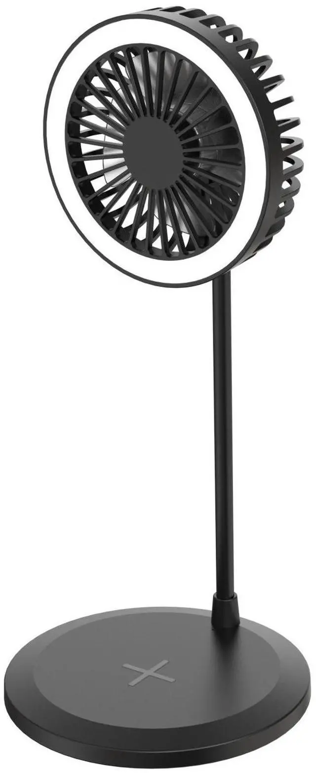 Main image of New wireless charger - 10W for fast wireless charging, 15W for private mode,multi-functional with three-speed adjustment, fan with white light for illumination. black