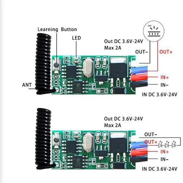 Alt view image 4 of 4 - 3.6V - 24v Mini Remote control Switch 12v 24v Mini Receiver LED Access Control single-Path Remote Control switch