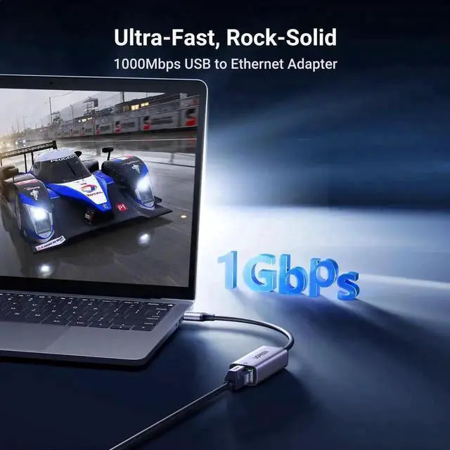 Alt view image 6 of 7 - UGREEN USB to Ethernet Adapter, Plug and Play Ethernet Adapter, Aluminium Shell, 1Gbps Gigabit RJ45 to USB 3.0 Network Dongle, Compatible with Nintendo Switch, Laptop, MacBook, Surface Pro, Windows