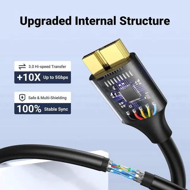 Alt view image 2 of 6 - UGREEN Micro USB 3.0 Cable USB 3.0 Type A Male to Micro B Cord Compatible with Samsung Galaxy S5 Note 3 Camera Hard Drive and More 1.5ft