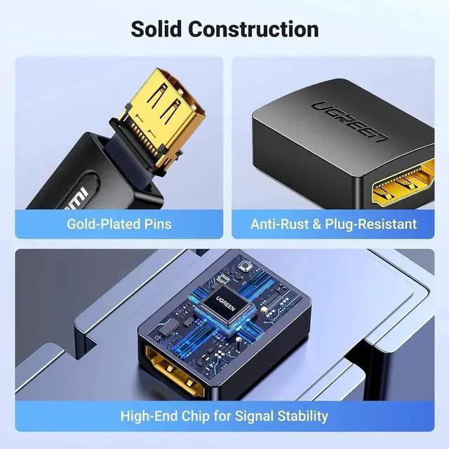 Alt view image 2 of 7 - UGREEN HDMI Coupler 2 Pack, 4K@60Hz Female to Female Adapter HDMI 2.0 Extender for 3D Connector Compatible with HDTV Roku TV Stick Chromecast Nintendo Switch 2 Xbox PS5/4 Laptop PC Projector