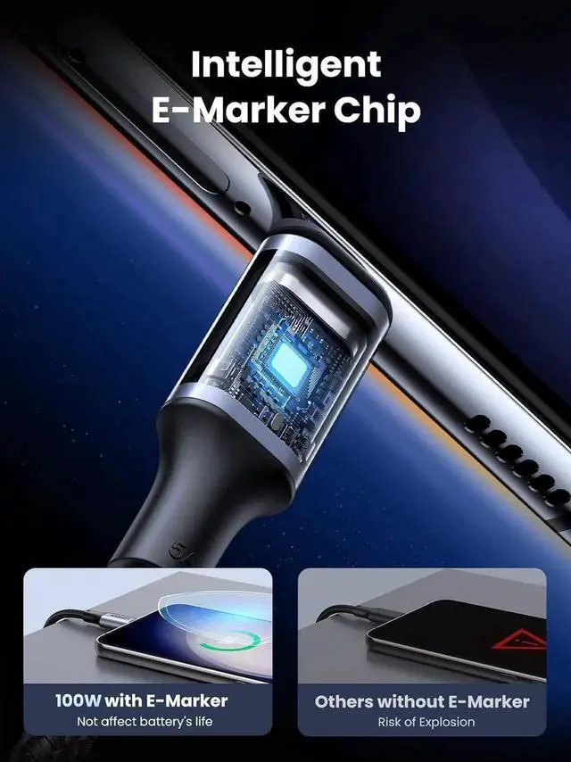 Alt view image 2 of 6 - UGREEN USB C to USB C Cable, 100W 2-Pack USB C Charger Cable for iPhone 17/17 Plus/17 Pro/17 Pro Max/16, MacBook Pro, iPad Pro, Dell XPS, Samsung Galaxy S25/S24/S23 Ultra, Switch, Pixel, 3.3FT Black