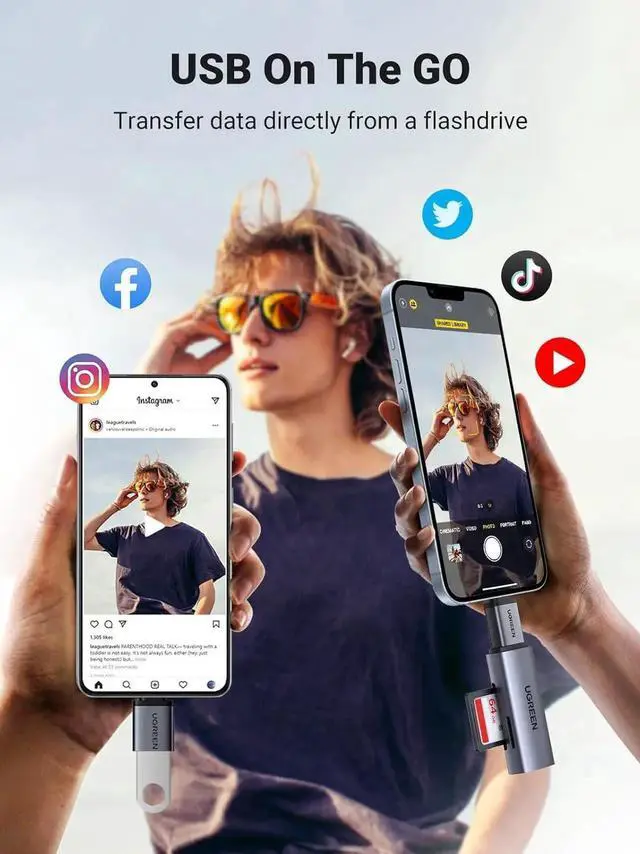 Alt view image 7 of 7 - UGREEN USB C to USB A 3.2 10Gbps OTG Adapter 2 Pack Compatible with iPhone 17 Pro Max Air 16 15 MacBook Air iMac iPad Galaxy Tab S9 S25