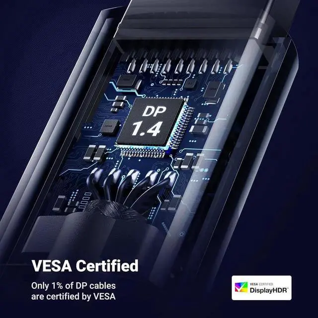 Alt view image 3 of 7 - UGREEN VESA Certified 8K DisplayPort Cable 6.6FT, DP 1.4 Display Port Cable Cord Support 8K@60Hz, 4K@240Hz, FreeSync, G-Sync, HDR, 32.4Gbps for HDTVs, Displays, Monitors, Graphics, PC