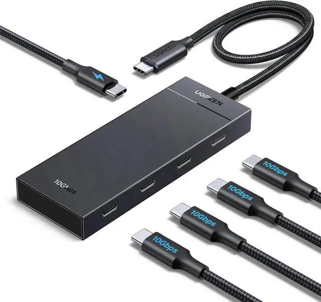 Main image of UGREEN Powered 100W 10Gbps USB C Hub - 5 in 1 Adapter with 4 USB-C, 100W PD Ports for MacBook/Air, iPad Pro, iPhone, Surface, Laptops and More