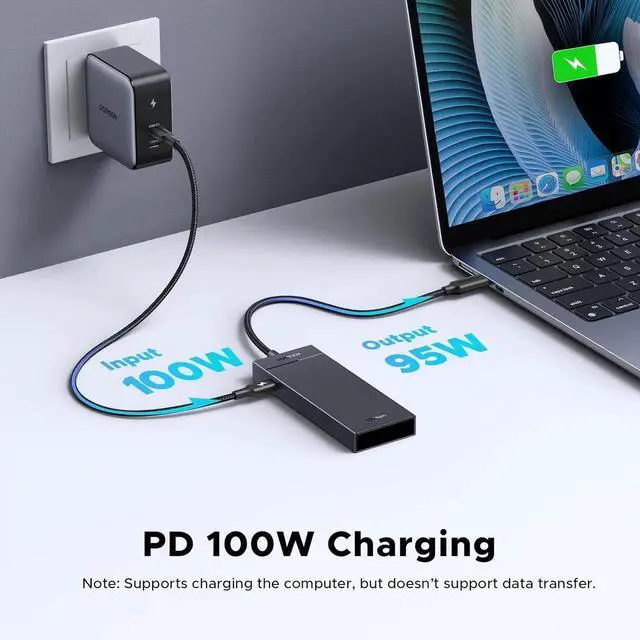 Alt view image 6 of 7 - UGREEN Powered 100W 10Gbps USB C Hub - 5 in 1 Adapter with 4 USB-C, 100W PD Ports for MacBook/Air, iPad Pro, iPhone, Surface, Laptops and More